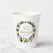 白いバラとカスミソウのギフト 紙コップ (正面)