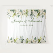 白いバラとグリーンの結婚式 フォトブース 背景 タペストリー (正面(横))