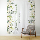 白いバラとグリーンの結婚式 フォトブース 背景 タペストリー (インサイチュ)