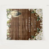 白いバラとグリーンの結婚式 フォトブース 背景 タペストリー (正面(横))