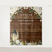 白いバラとグリーンの結婚式 フォトブース 背景 タペストリー (正面)