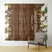 白いバラとグリーンウェディング フォトブース背景 タペストリー (インサイチュ(横))