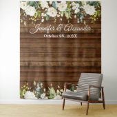 白いバラとグリーンウェディング フォトブース背景 タペストリー (インサイチュ)