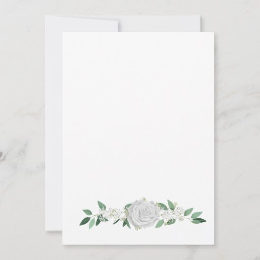 白いバラとグリーン 25周年結婚記念日 招待状 (裏面)