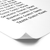 白いバラとシダの結婚式のレセプションシート ポスター (角)