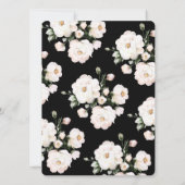 白いバラとシルバーの指輪 黒のウェディングシャワーのお知らせ 招待状 (裏面)