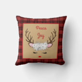 白いバラとトナカイの平和と喜び クッション (裏面)