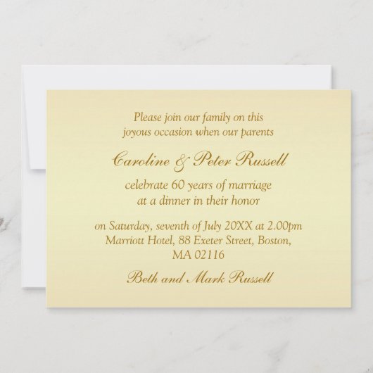 白いバラとハートの60周年結婚記念日 招待状 (裏面)
