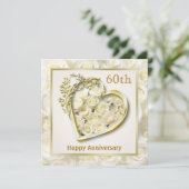 白いバラとハート60周年結婚を迎える 招待状 (スタンド正面)