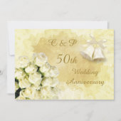 白いバラとベル50周年結婚を迎える 招待状 (正面)