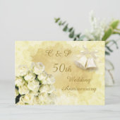 白いバラとベル 50周年記念結婚式 招待状 (スタンド正面)