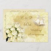 白いバラとベル 60周年記念結婚式 招待状 (正面/裏面)
