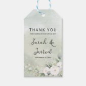 白いバラとユーカリの葉のウェディング ギフトタグ (正面)