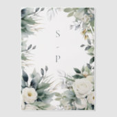 白いバラとユーカリ縁ど ベラム紙招待状 (正面)