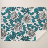 白いバラとラディバグ シェルパブランケット (正面(横))