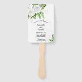 白いバラとワイルドフラワーのウェディングプログラム ハンドファン (正面)