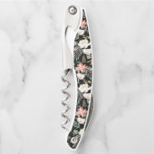 白いバラと冬緑の葉のクリスマスパターン ソムリエナイフ (正面)