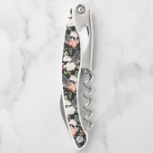 白いバラと冬緑の葉のクリスマスパターン ソムリエナイフ (裏面)