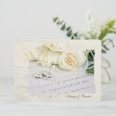 白いバラと指輪が結婚式の招待状に 招待状 (スタンド正面)