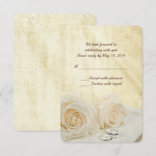 白いバラと指輪 RSVP (正面/裏面)