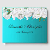 白いバラと明るいアクア結婚ズ ゲストブック (正面)