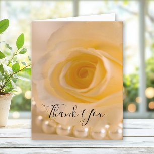 白いバラと真珠結婚の感謝の手紙 サンキューカード