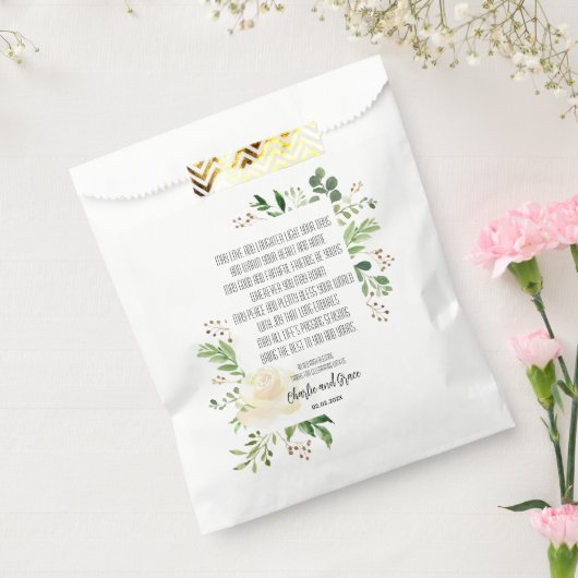 白いバラと緑のフレームアイリッシュ賛美ズ フェイバーバッグ (封をした状態)