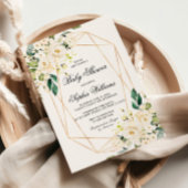 白いバラと緑の赤ちゃんシャワー 招待状