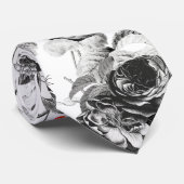 白いバラと赤い蝶グレーネックタイ ネクタイ (ロール)