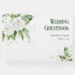 白いバラと赤ちゃんの息結婚の ゲストブック