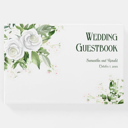白いバラと赤ちゃんの息結婚の ゲストブック (正面)