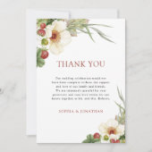 白いバラと野生のストロベリ結婚ズ サンキューカード (正面)