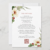 白いバラと野生のストロベリ結婚ズ 招待状 (裏面)