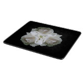 白いバラと雨粒の花束 カッティングボード (角)