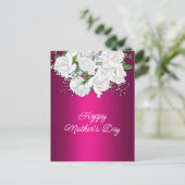 白いバラと鮮やかピンクの母の日 ポストカード (スタンド正面)