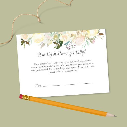 白いバラどのように大きい母の腹の赤ちゃんシャワーゲーム エンクロージャーカード