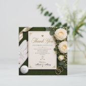 白いバラのゴルフ 結婚式 サンクスカード サンキューカード (スタンド正面)
