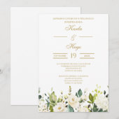 白いバラのスペイン語結婚式招待状 招待状 (正面/裏面)