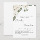 白いバラのスペイン風結婚式招待状 招待状 (正面/裏面)