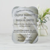 白いバラのテ結婚クスチャカード 招待状 (スタンド正面)