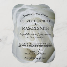 白いバラのテ結婚クスチャカード 招待状