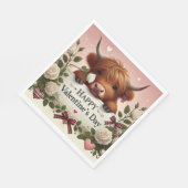 白いバラのハイランドカウバレンタイン スタンダードランチョンナプキン (角)