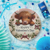 白いバラのハイランドカウバレンタイン ペーパープレート (パーティー)