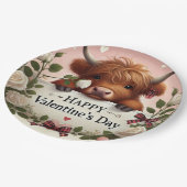 白いバラのハイランドカウバレンタイン ペーパープレート (アングル)