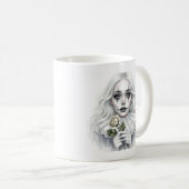 白いバラのピアス コーヒーマグカップ (正面右)