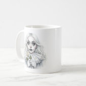 白いバラのピアス コーヒーマグカップ (正面左)