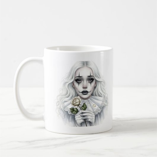 白いバラのピアス コーヒーマグカップ (左)