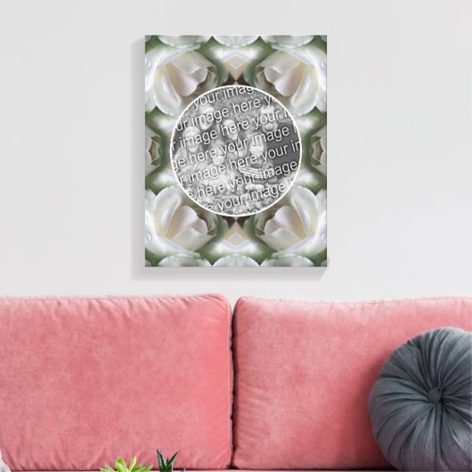 白いバラのフレーム オリジナル写真で作成 自分だけの写真 キャンバスプリント (インサイチュ (リビング))