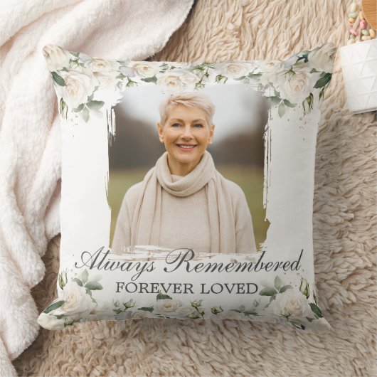 白いバラのフローラ写真の葬儀を愛の記憶に クッション (ブランケット)