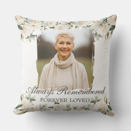 白いバラのフローラ写真の葬儀を愛の記憶に クッション